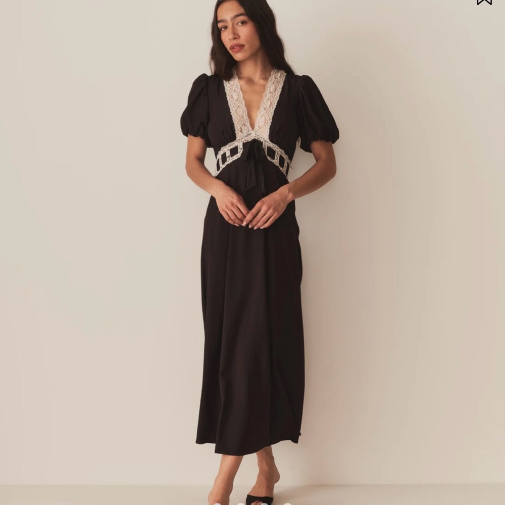 Augustine Doen Black and White Lace Midi Dress